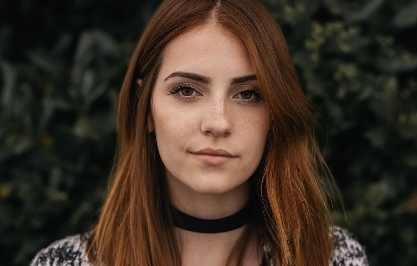 Photo wallpaper girl, portrait, freckles, red, Karol Queiroz