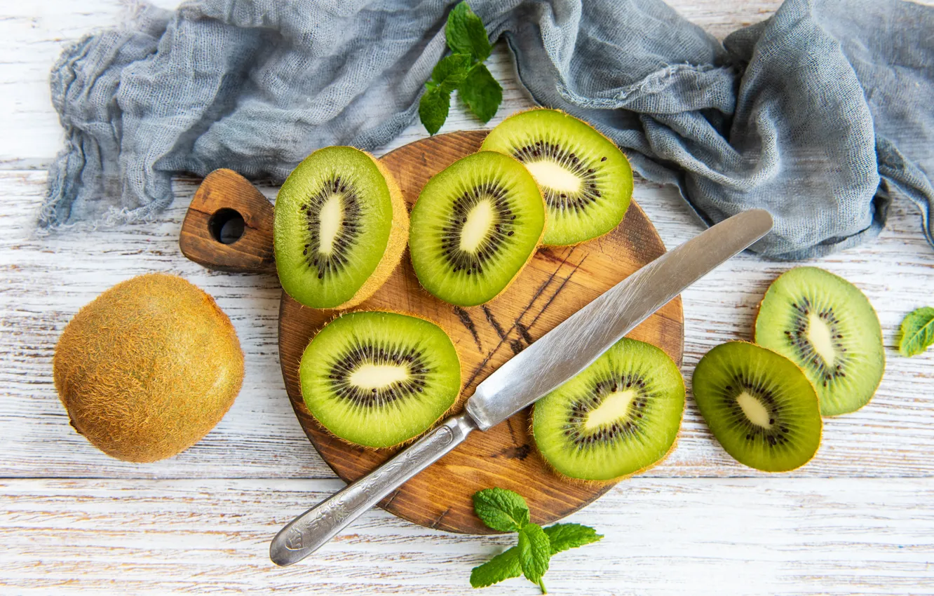 Photo wallpaper kiwi, fruit, cutting Board, Olena Rudo