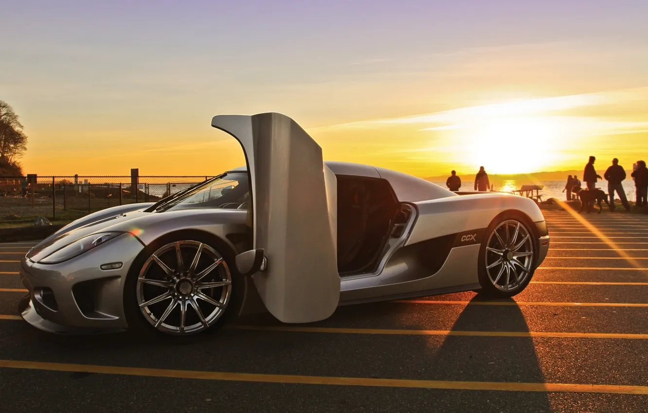 Photo wallpaper asphalt, sunset, Koenigsegg CCX