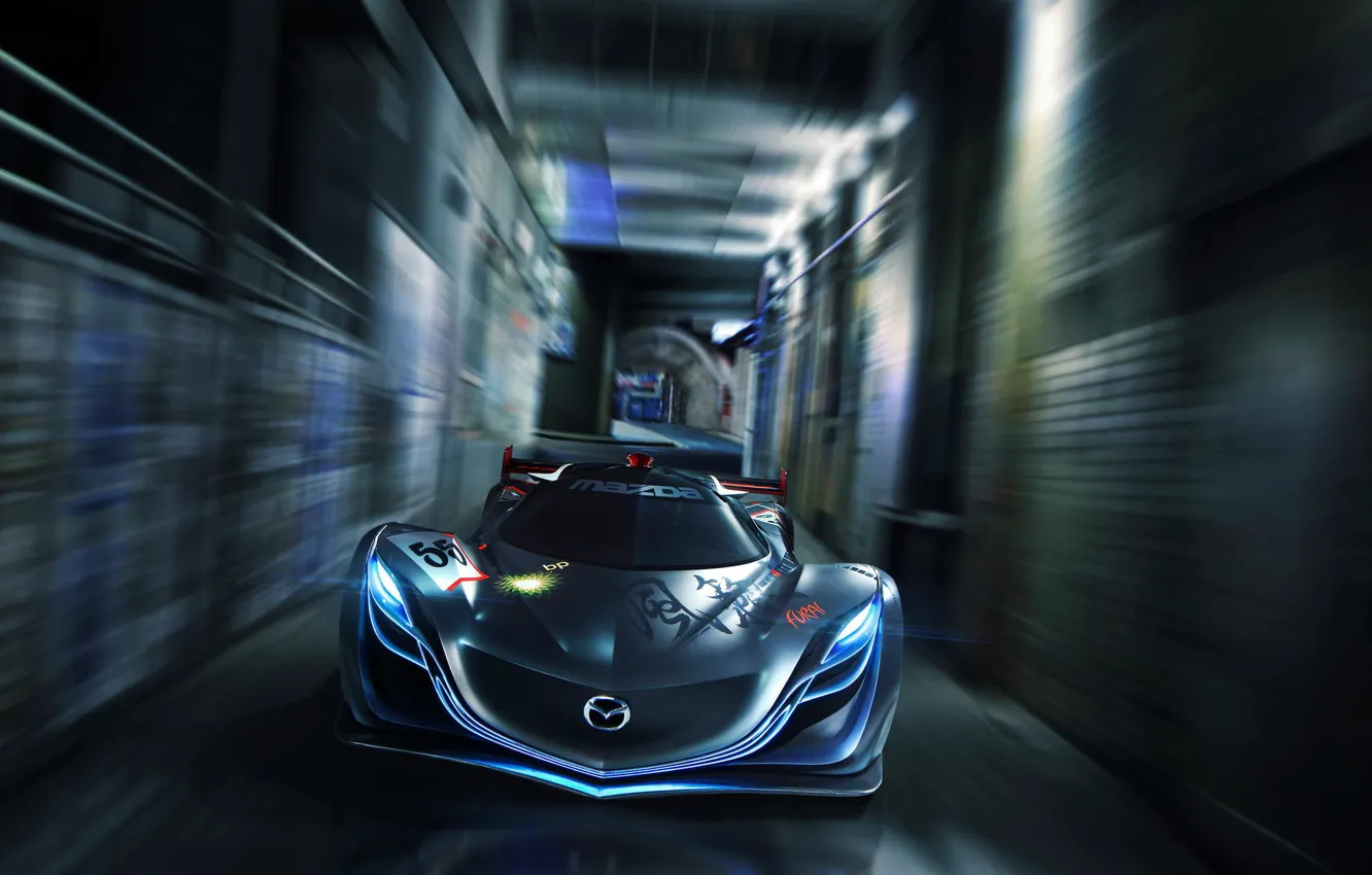 Photo wallpaper Concept, Mazda, Mazda, Car, Speed, Front, Furai, Furai