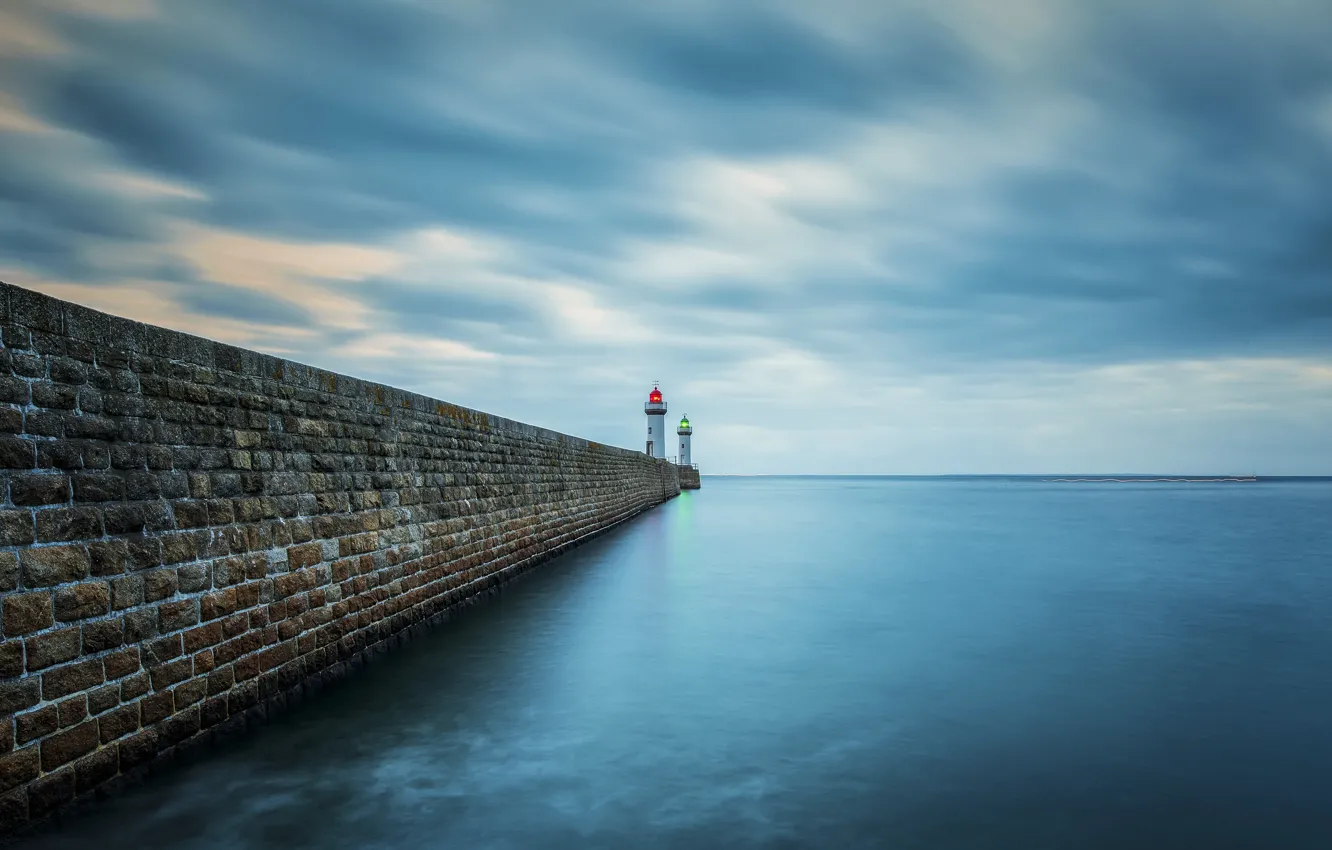 Photo wallpaper sea, lighthouse, pierce