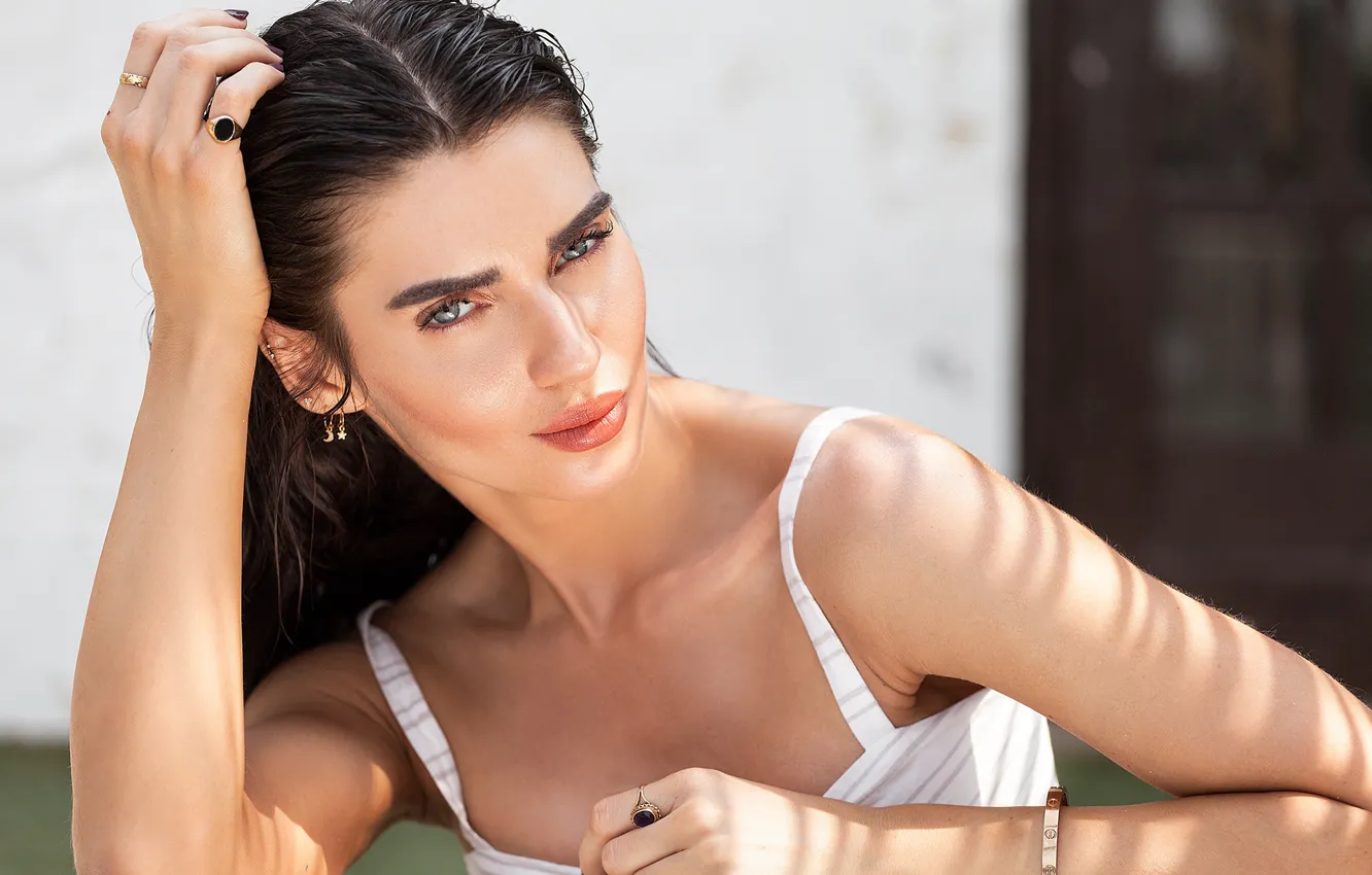 Photo wallpaper girl, eyes, smile, beautiful, model, pretty, beauty, lips