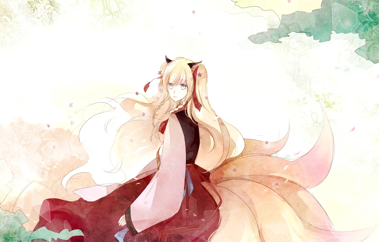 Photo wallpaper blonde, Fox, neko, Vocaloid, tails, kitsune, Seeu, the kitsune
