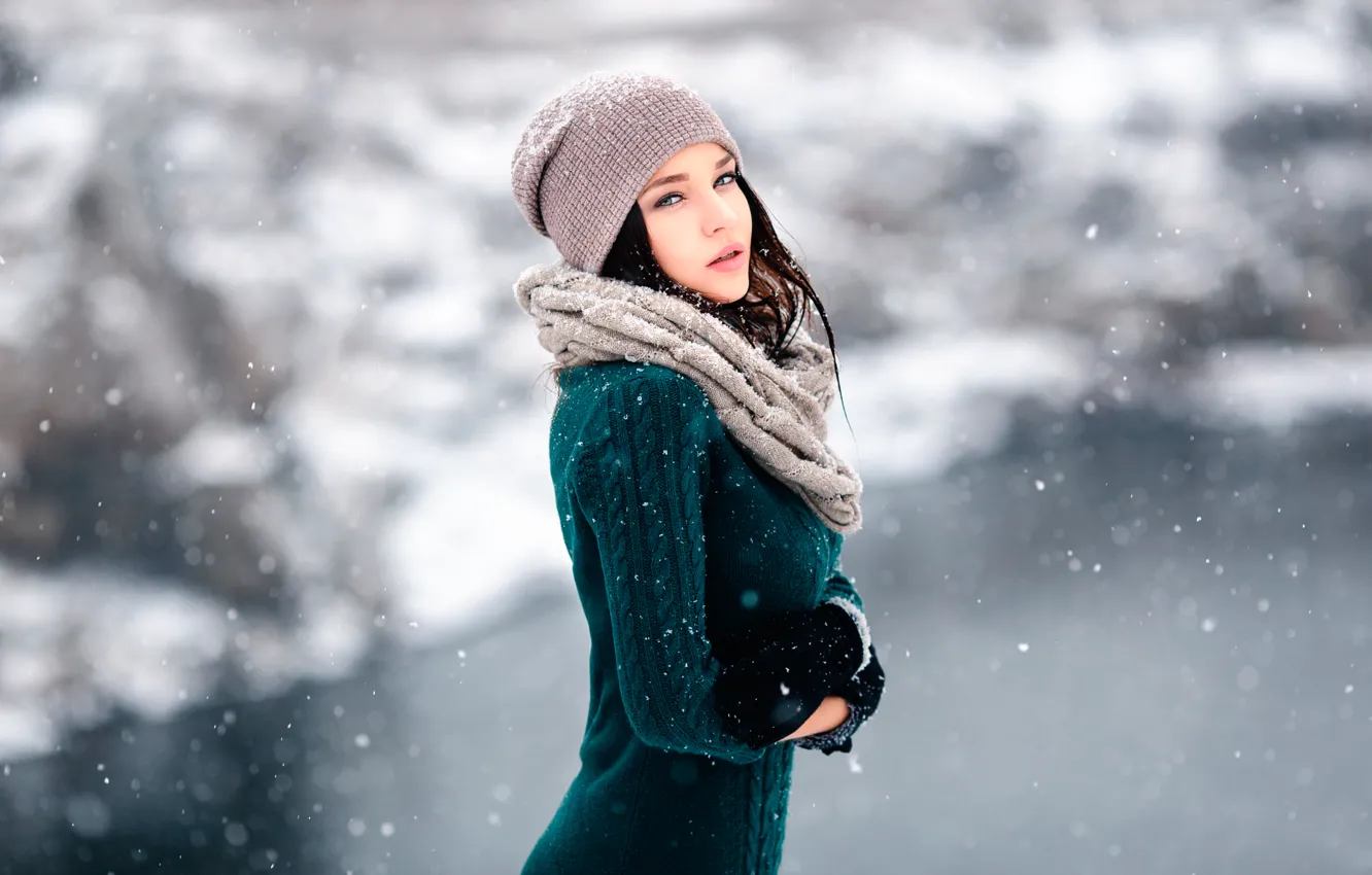 Photo wallpaper snow, the wind, gloves, cap, Winter is coming, Angelina Petrova, Denis Petrov