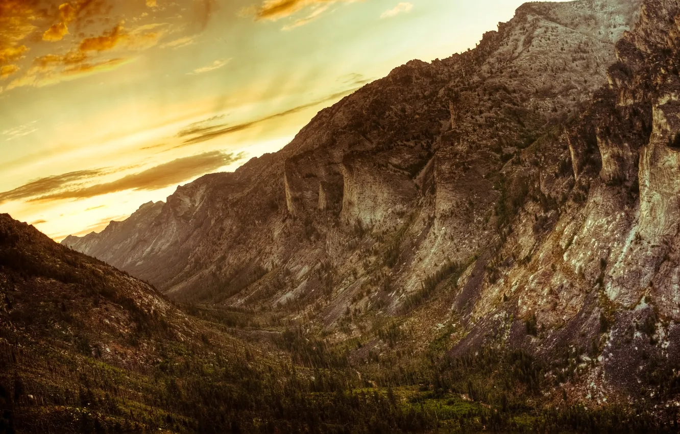 Photo wallpaper sunset, mountains, canyon, Montana, Montana