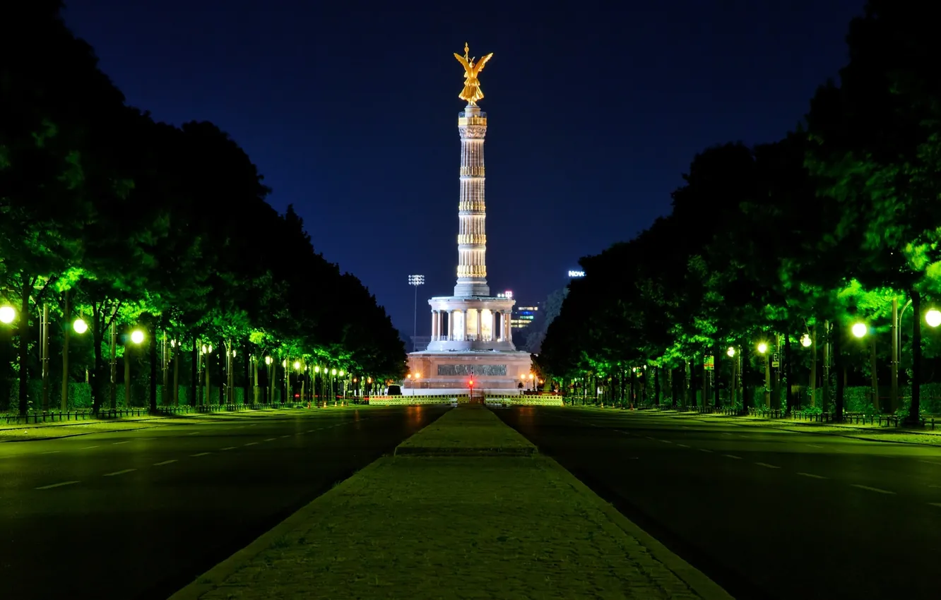 Photo wallpaper night, Germany, Germany, night, Berlin, Berlin, Victory Column