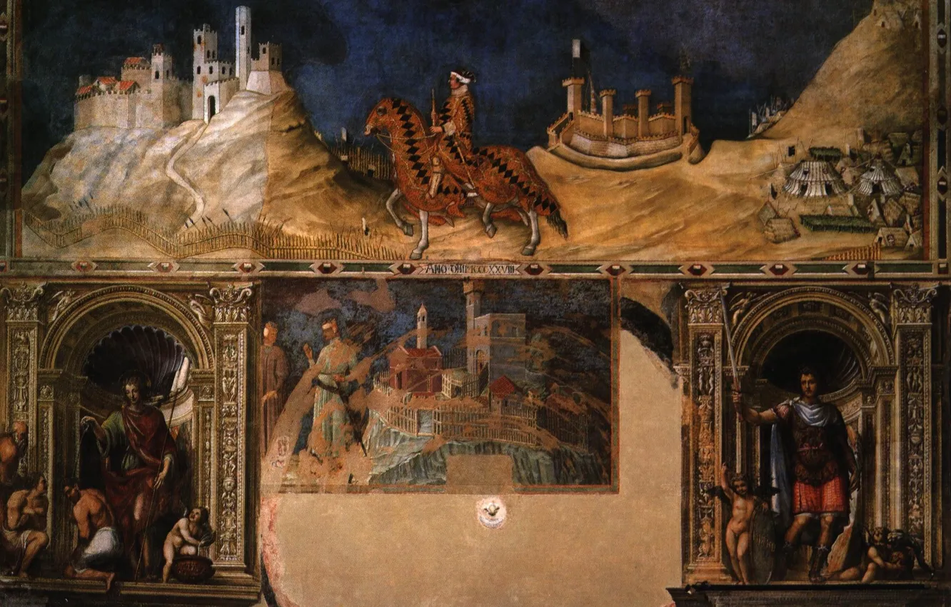 Photo wallpaper Simone Martini, Equestrian portrait, Civico in Siena, of Guidoriccio da Fogliano