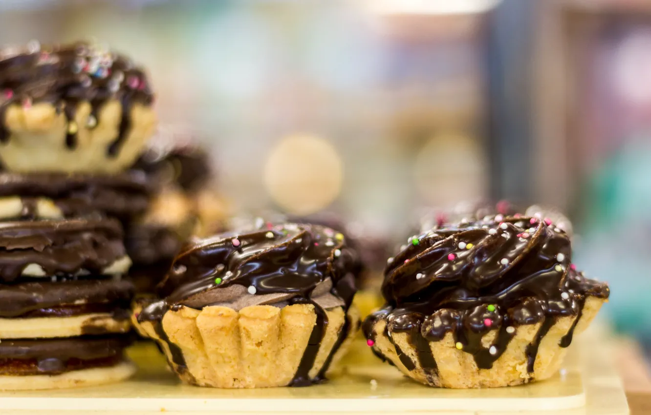 Photo wallpaper chocolate, cake, cream, cupcakes, cupcakes