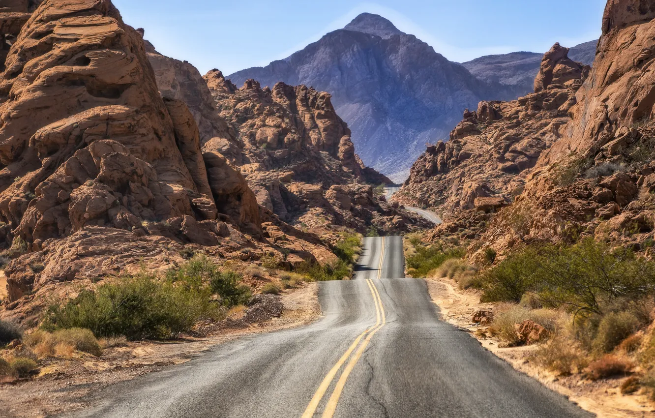 Photo wallpaper road, mountains, nature