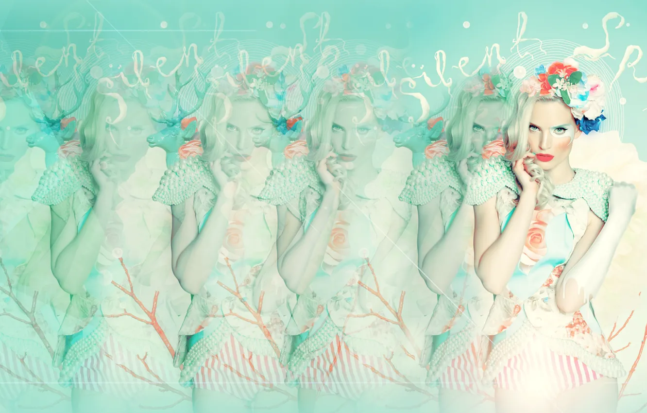 Photo wallpaper girl, retro, blur, cream, full, efect