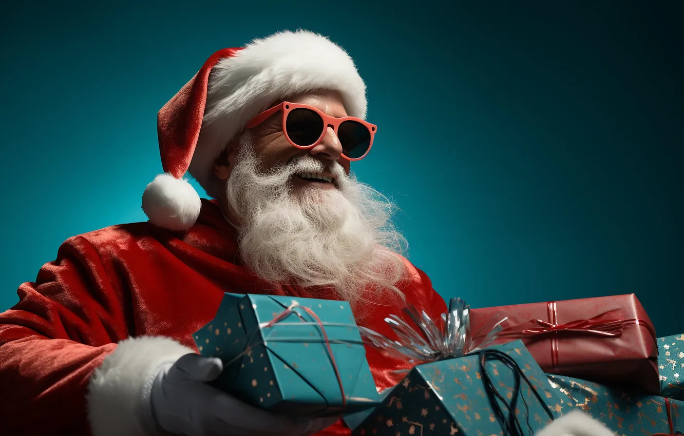 Photo wallpaper gift, new year, Christmas, Santa Claus, Santa, Christmas, Santa Claus, presents