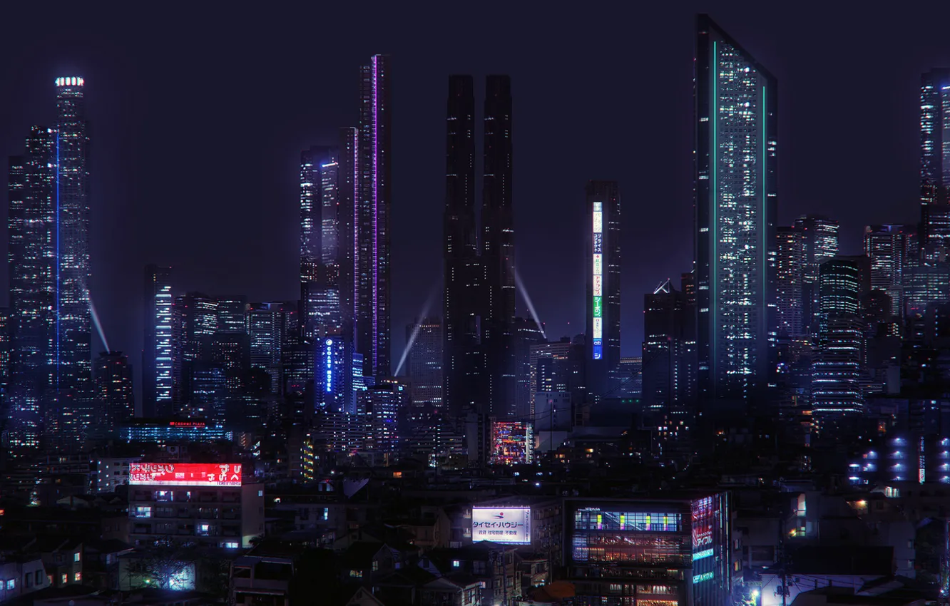 Photo wallpaper future, night city, Cyberpunk, Jonathan Lucero, Scemestry City