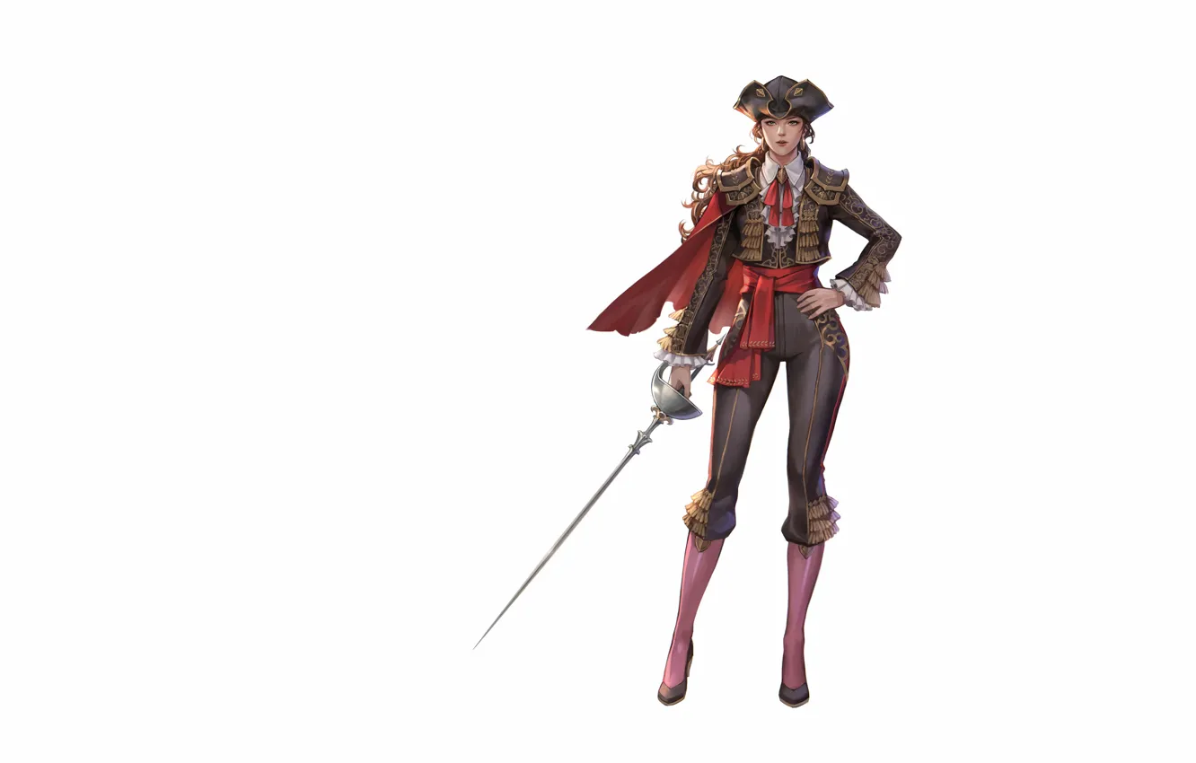 Photo wallpaper girl, sword, fantasy, style, art, background, Minimalism, Character