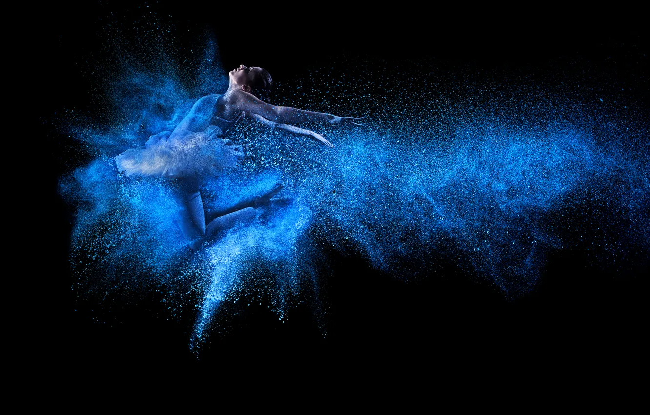 Photo wallpaper girl, squirt, creative, paint, dance