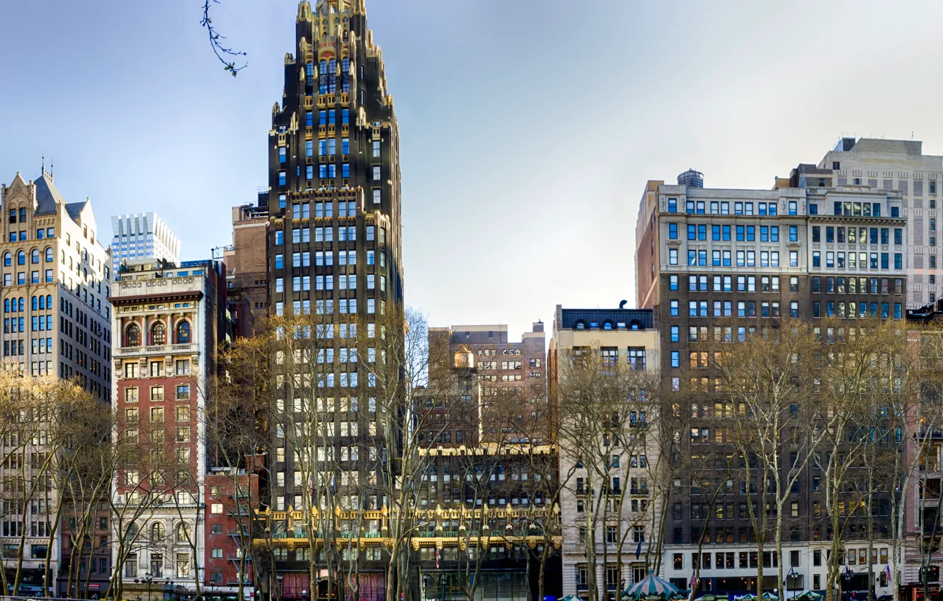 Photo wallpaper windows, USA, United States, trees, New York, Manhattan, NYC, New York City