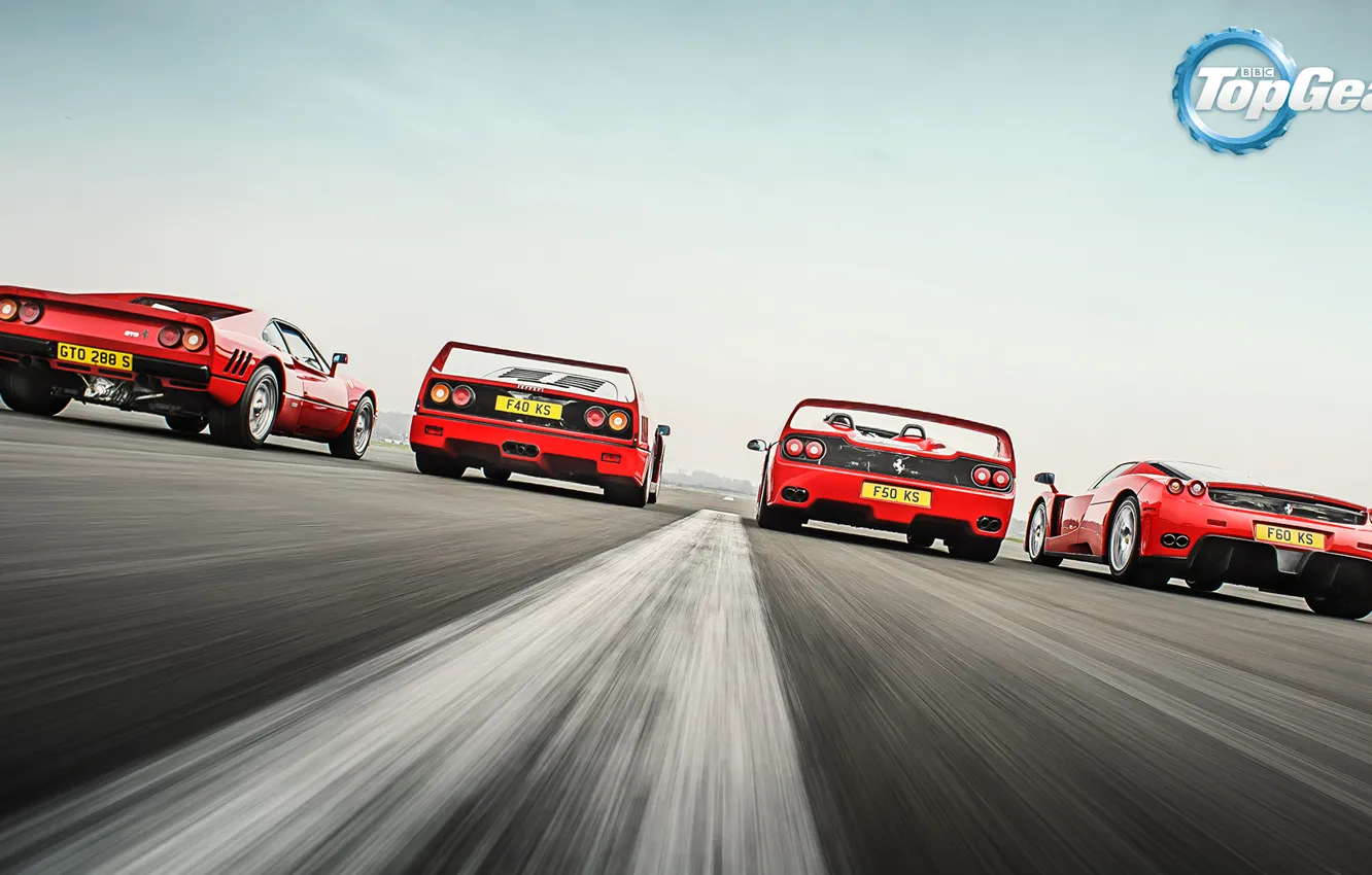 Photo wallpaper Top Gear, Ferrari, Red, F40, Enzo, Supercars, Track, Italian