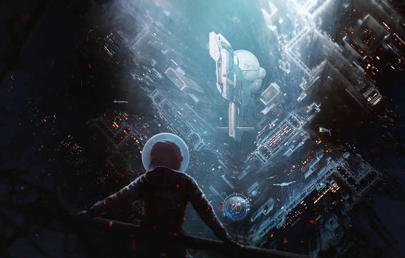 Photo wallpaper ship, the suit, spaceship, astronaut, Homecoming