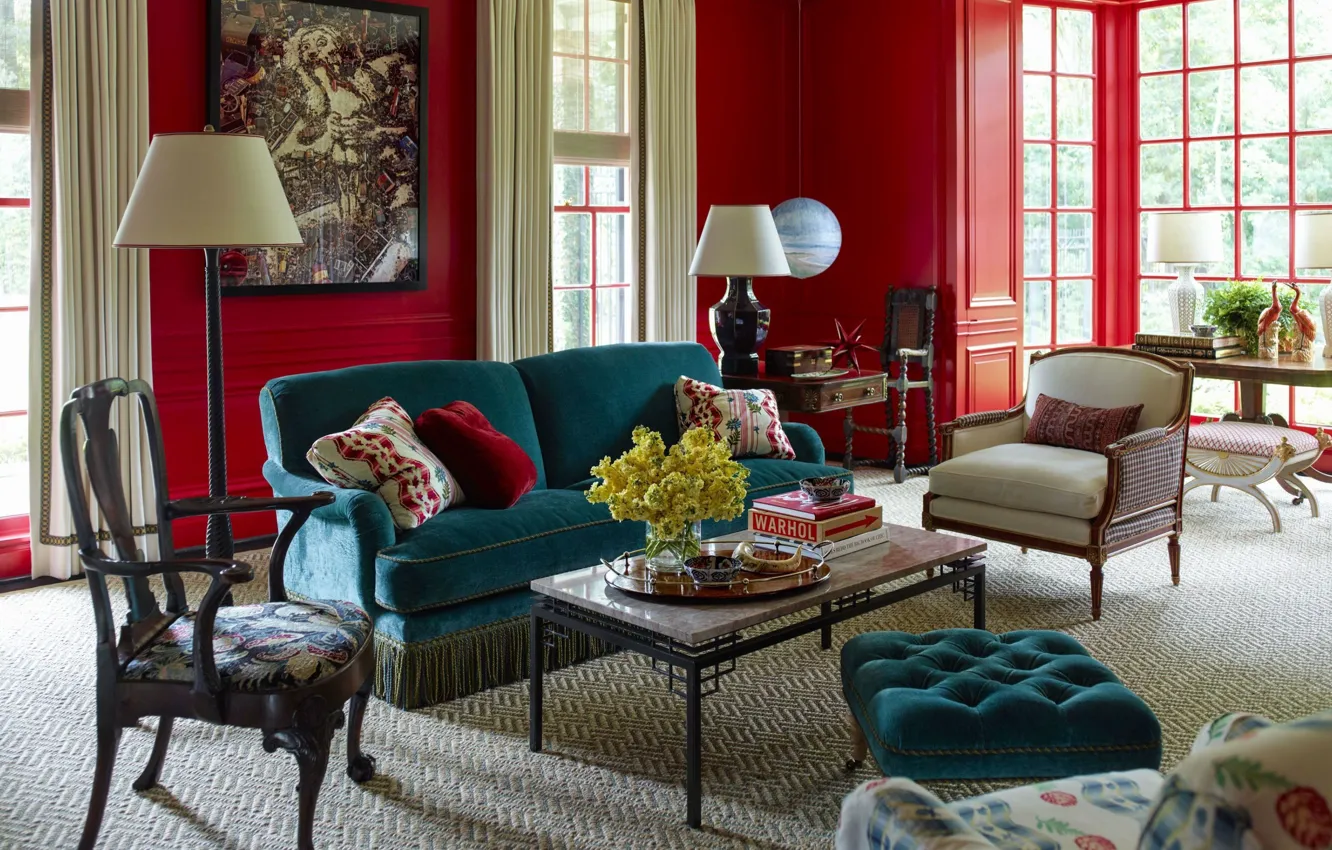 Photo wallpaper style, interior, sofa, living room, from architect John Lewis, by John Lewis & Partners, design