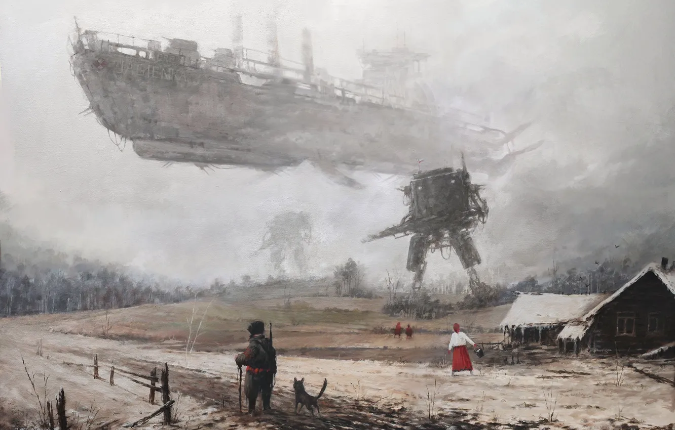Photo wallpaper fiction, art, Jakub Rozalski, Jakub Rozalski