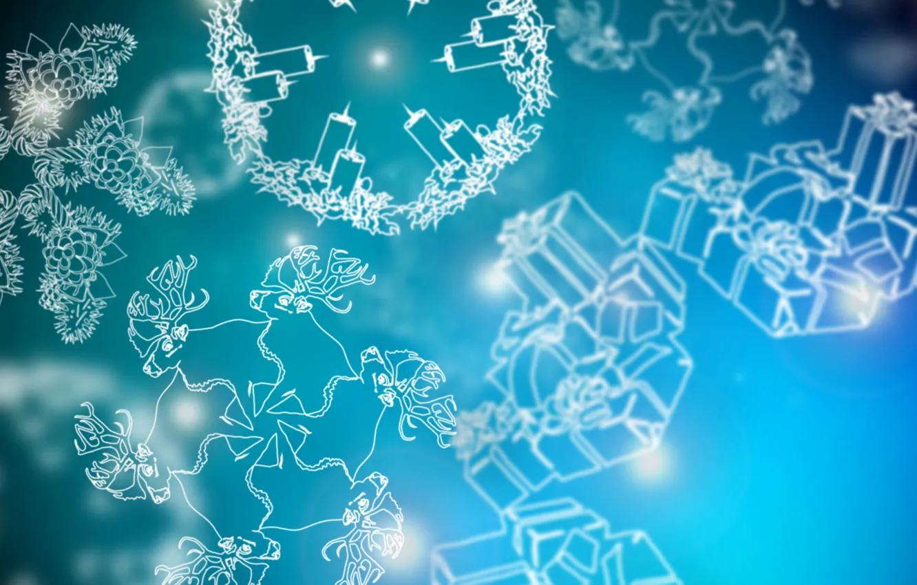 Photo wallpaper winter, snowflakes, gift, new year, candles, deer, Christmas, bumps