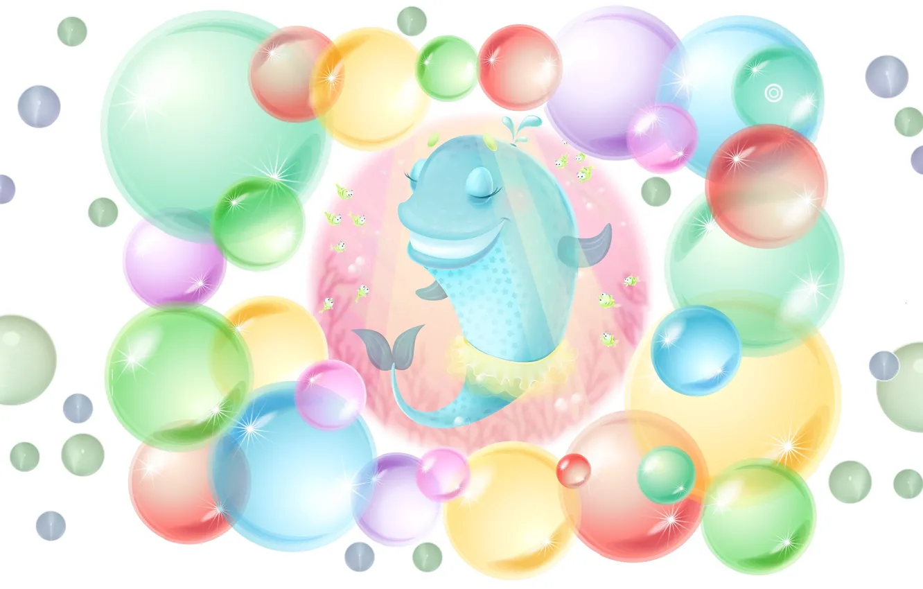 Photo wallpaper bubbles, art, kit, children's, fountain