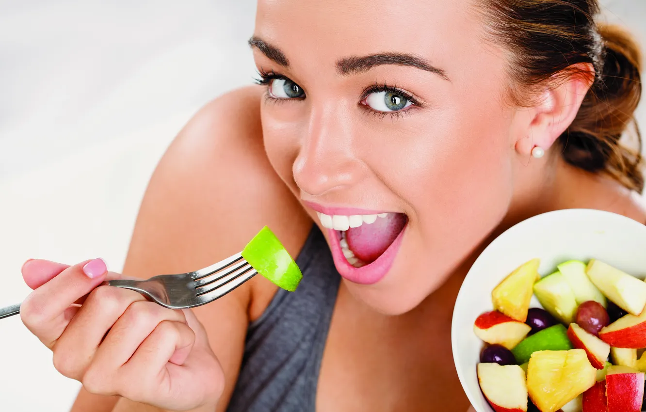 Photo wallpaper smile, fork, salad