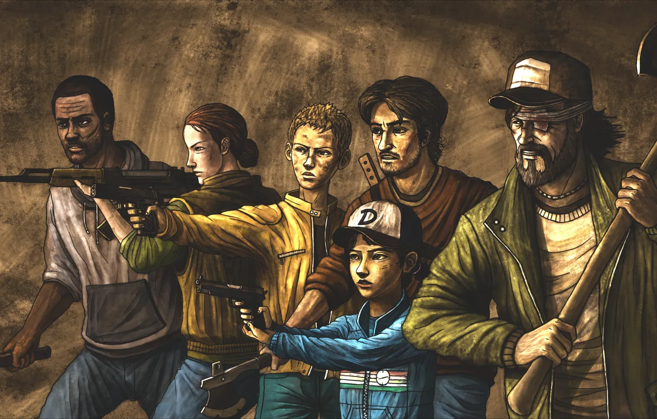 Photo wallpaper the game, Kenny, art, art, The Walking Dead, The walking dead, Clementine, season 2