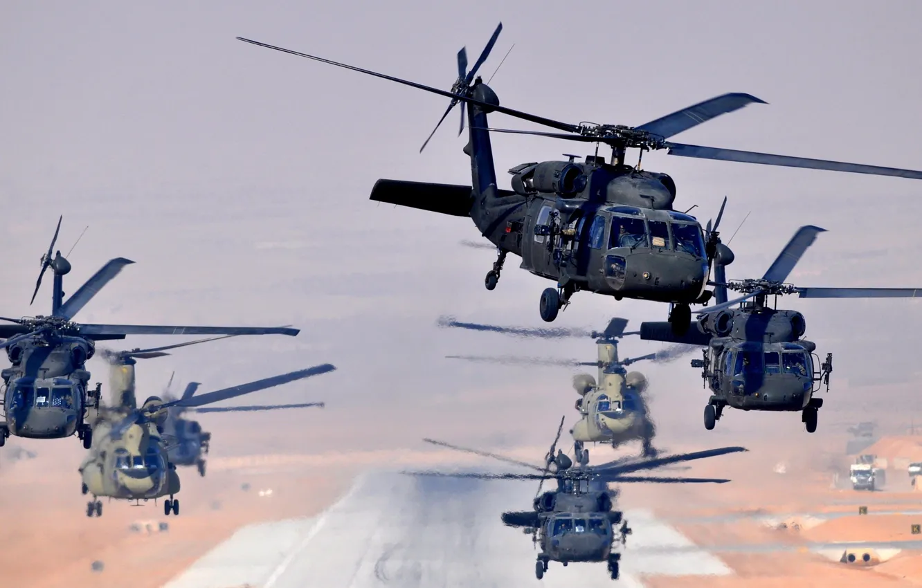 Photo wallpaper helicopter, UH-60, CH-47, Blackhawk