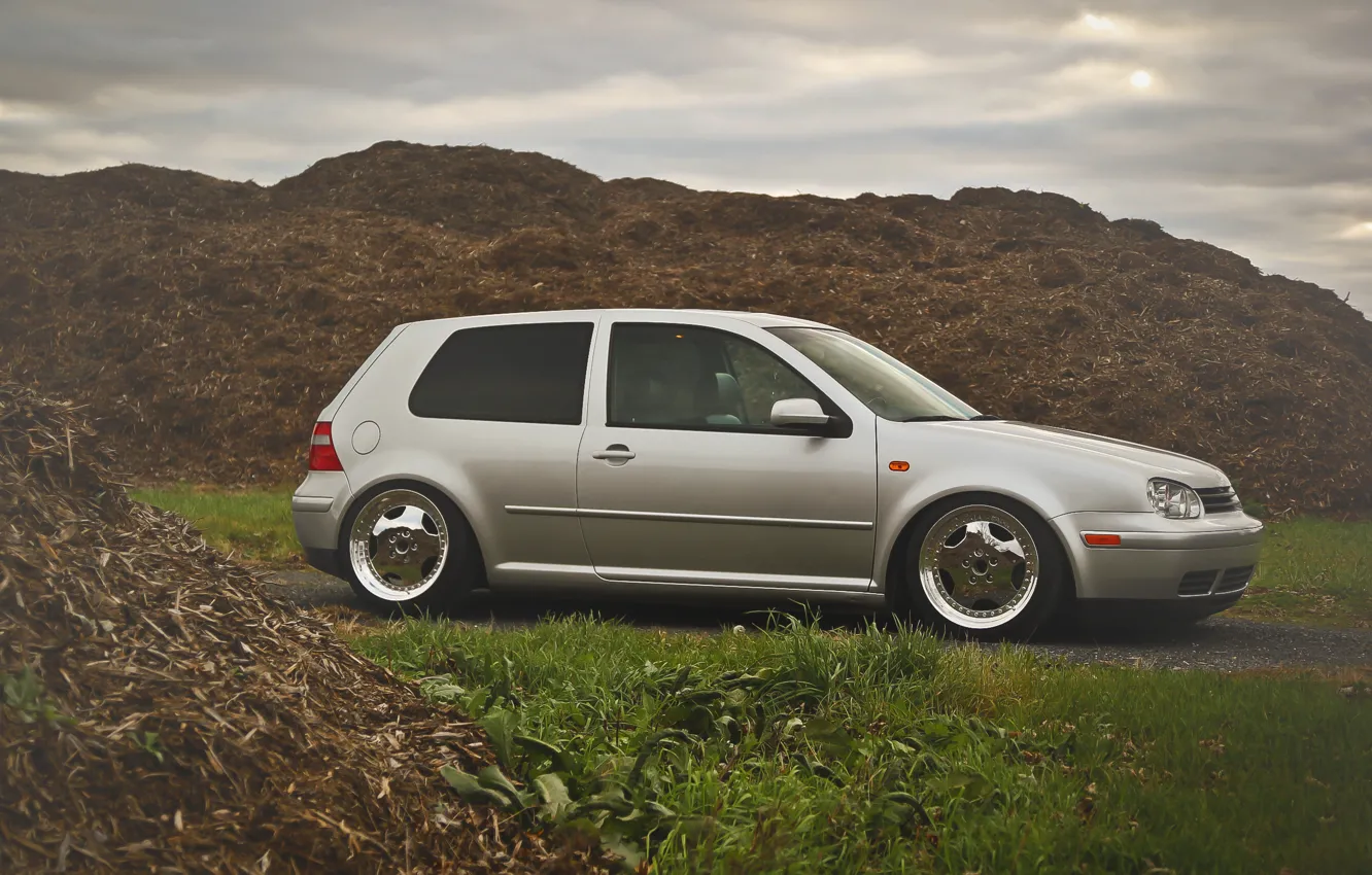 Photo wallpaper grey, volkswagen, profile, Golf, golf, Volkswagen, MK4