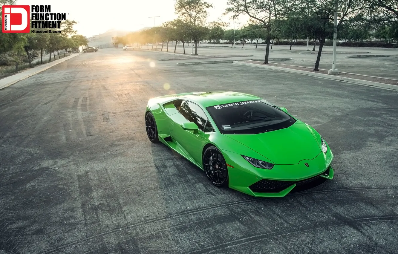 Photo wallpaper Lamborghini, Car, Green, Lambo, Tuning, Vehicle, 2015, Huracan