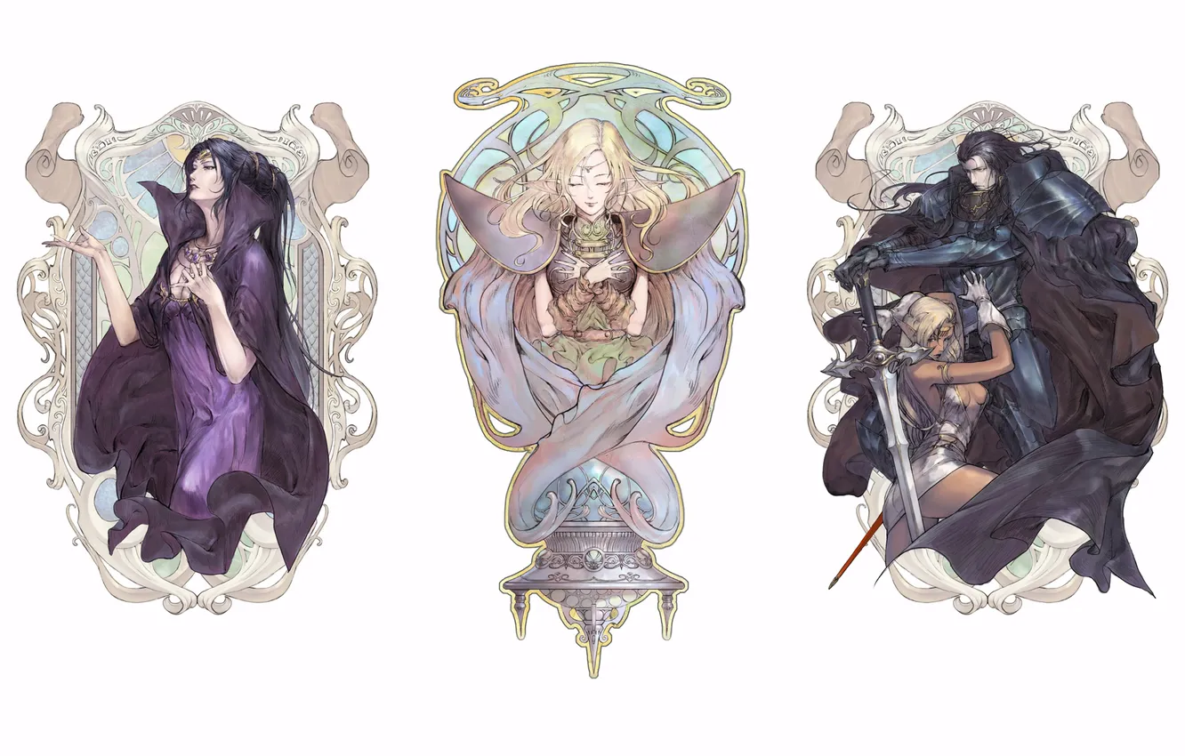 Photo wallpaper girl, anime, art, white background, male, Karla, Multi-monitors, dualscreen