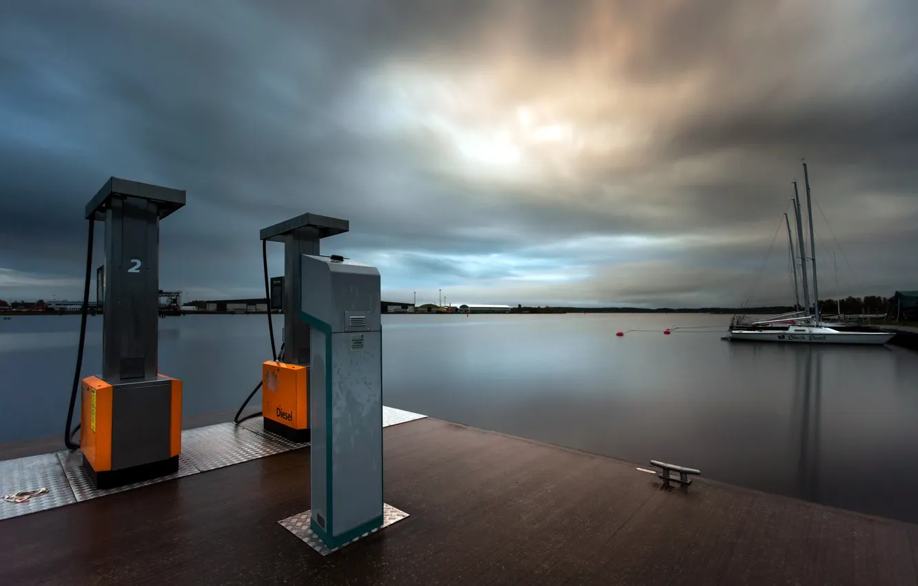 Photo wallpaper landscape, lake, speakers