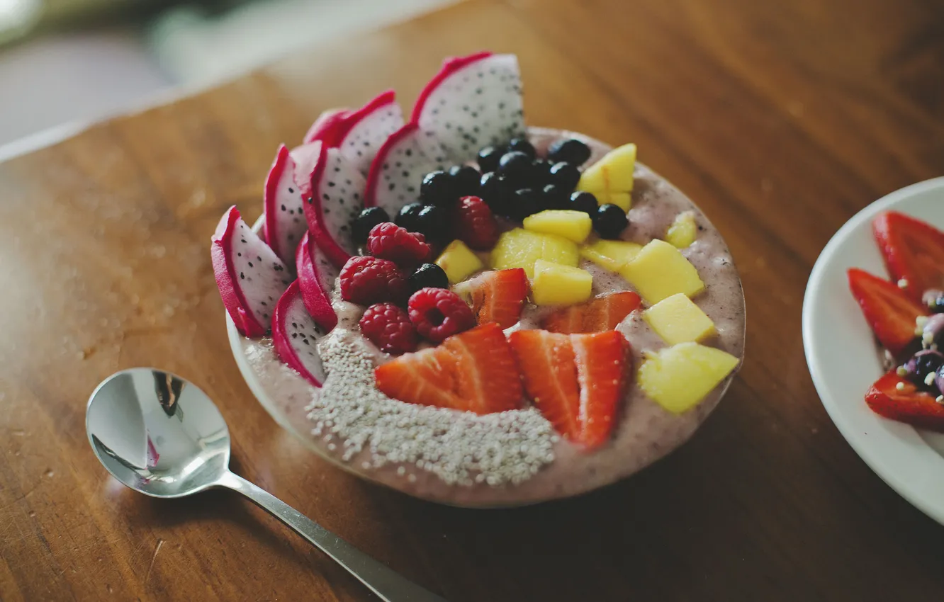 Photo wallpaper raspberry, Breakfast, strawberry