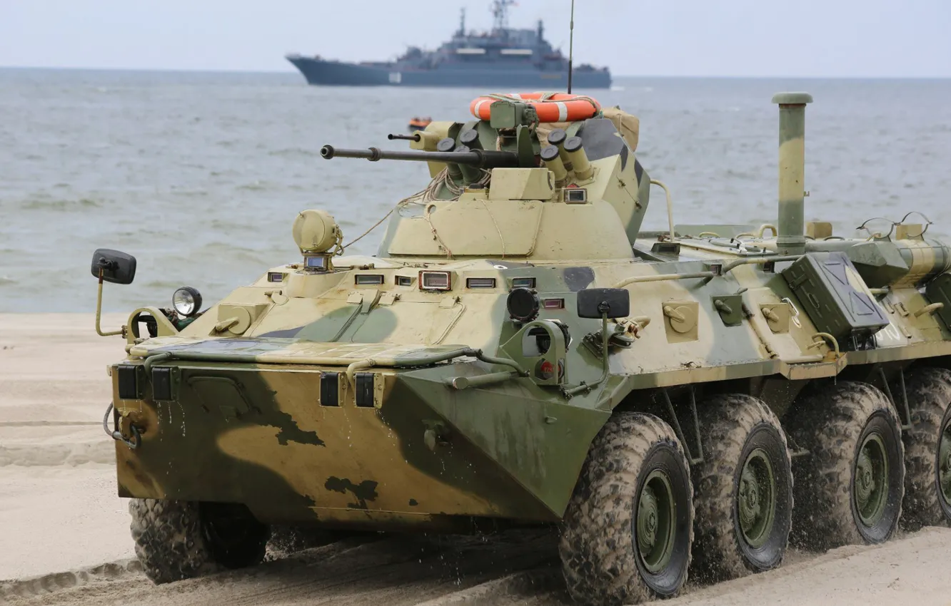 Photo wallpaper Sea, Ship, Army, Navy, Military, Russia, BTR-82, Baltic