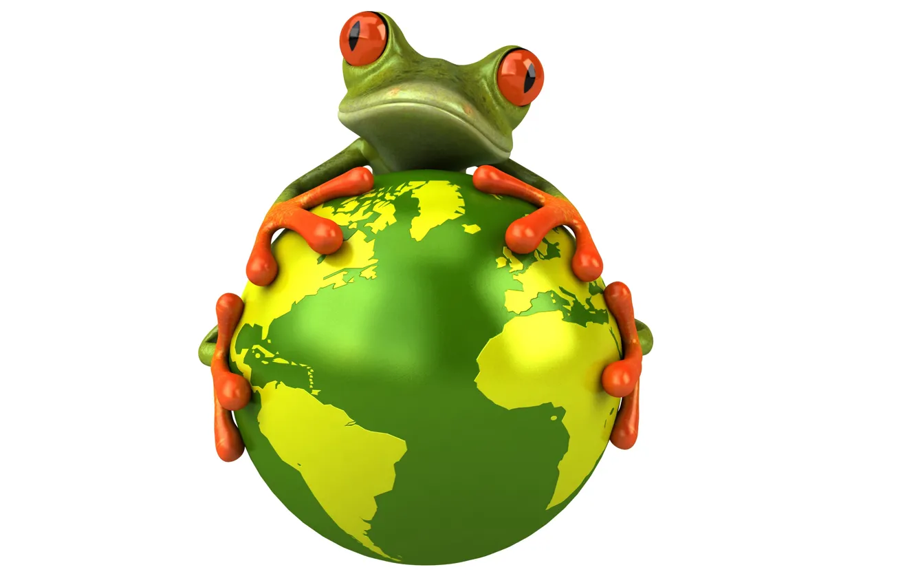 Photo wallpaper eyes, look, graphics, planet, frog, Free frog 3d