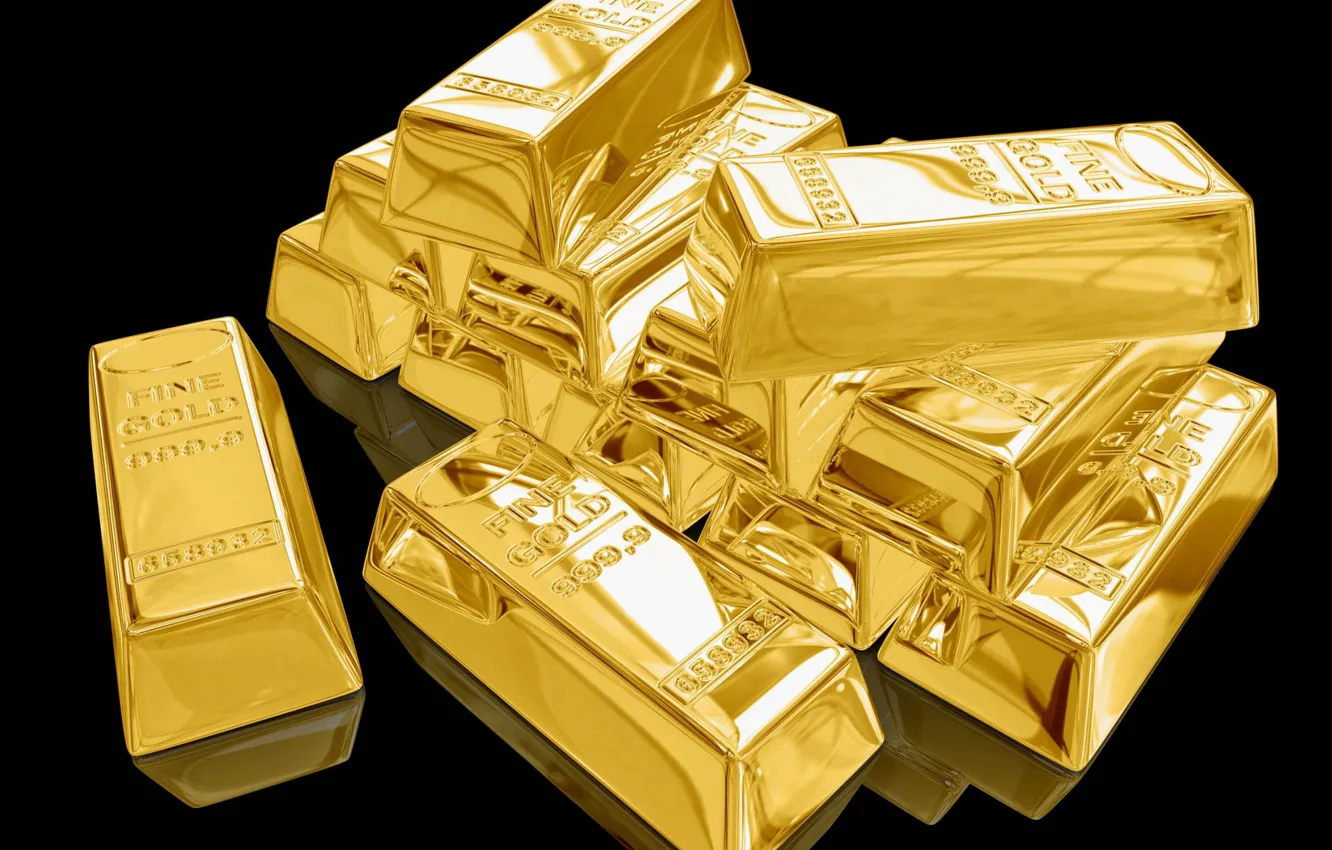 Photo wallpaper gold, money, bars