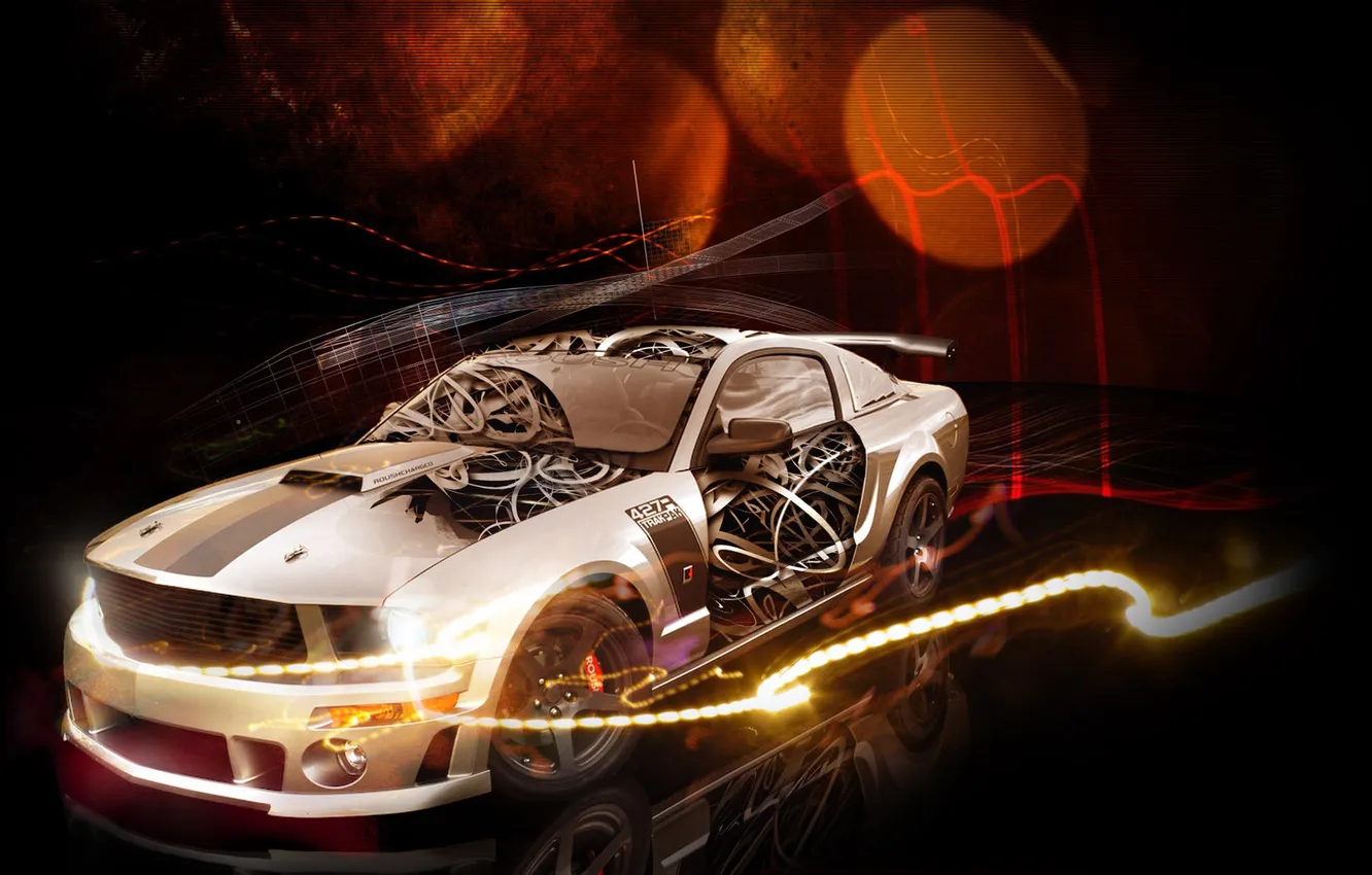 Photo wallpaper Mustang, Ford, Mustang, art, Ford, art, the front