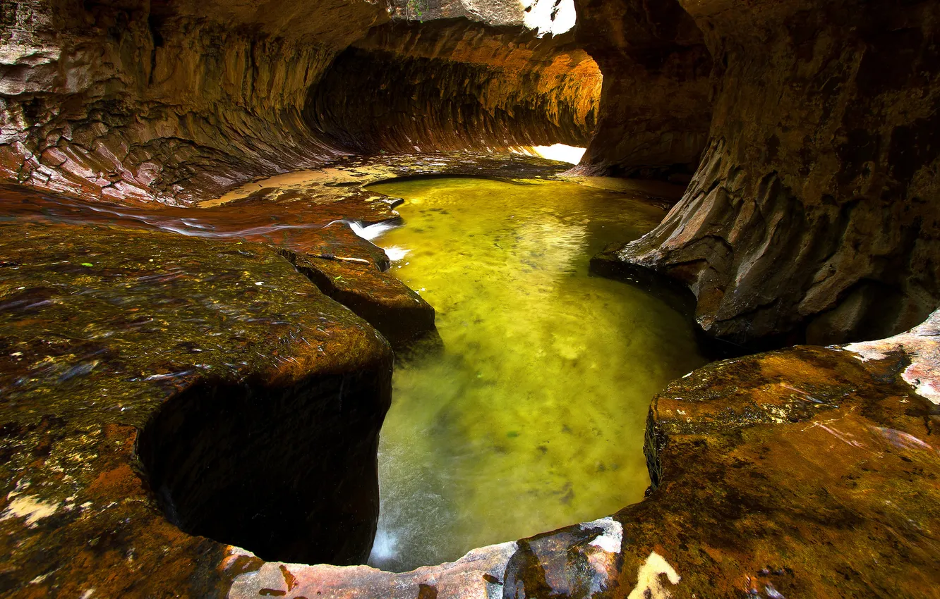 Photo wallpaper river, stones, rocks, canyon, gorge, Utah, USA, Zion National Park