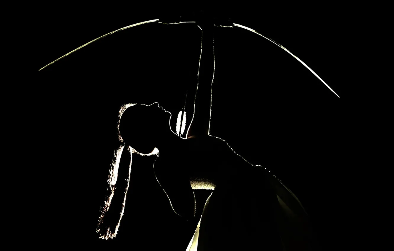 Photo wallpaper girl, dress, silhouette, bow, arrows, the bride