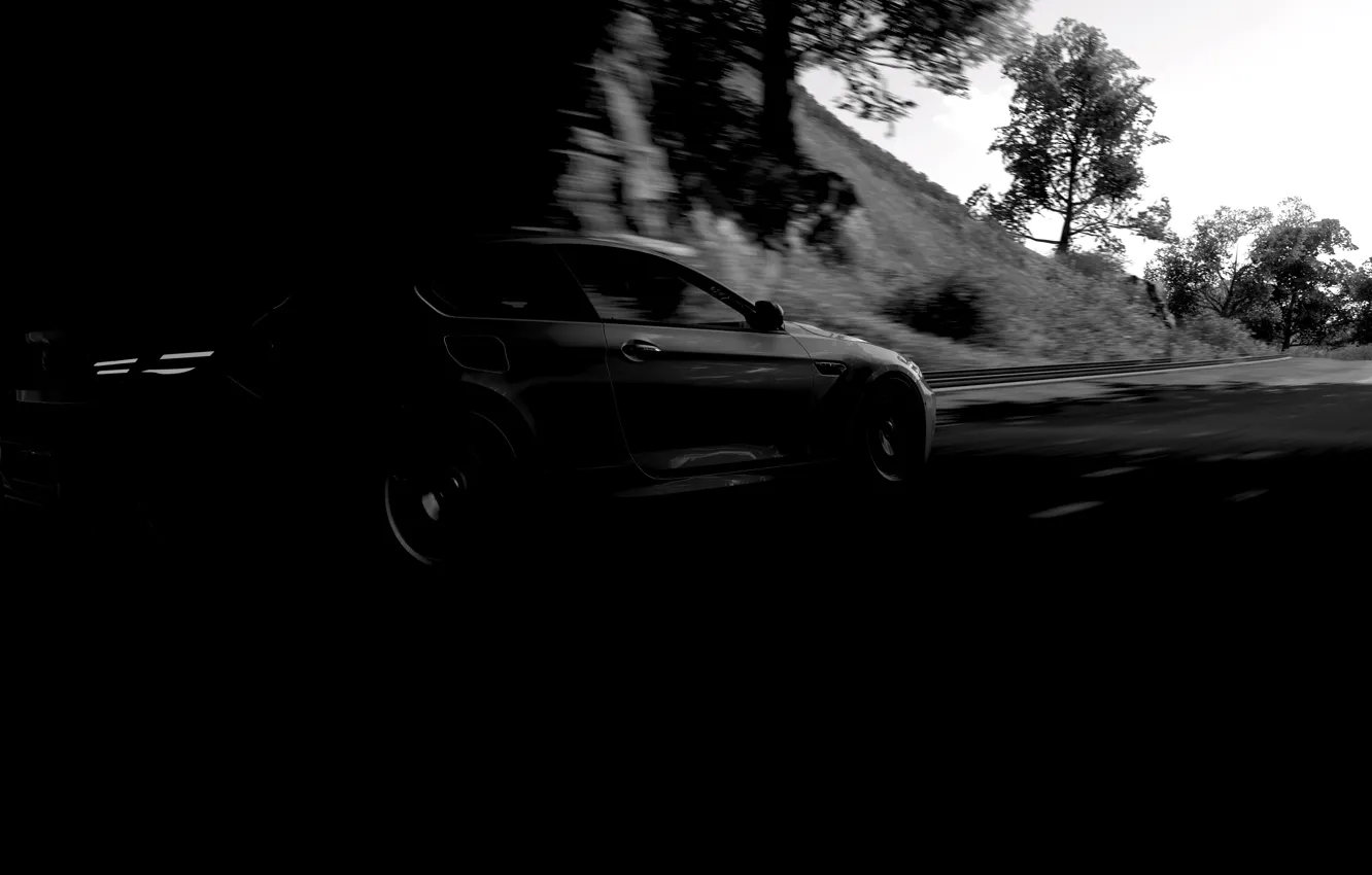 Photo wallpaper black & white, HDR, BMW, game, Coupe, speed, tunnel, BMW M6 Coupe