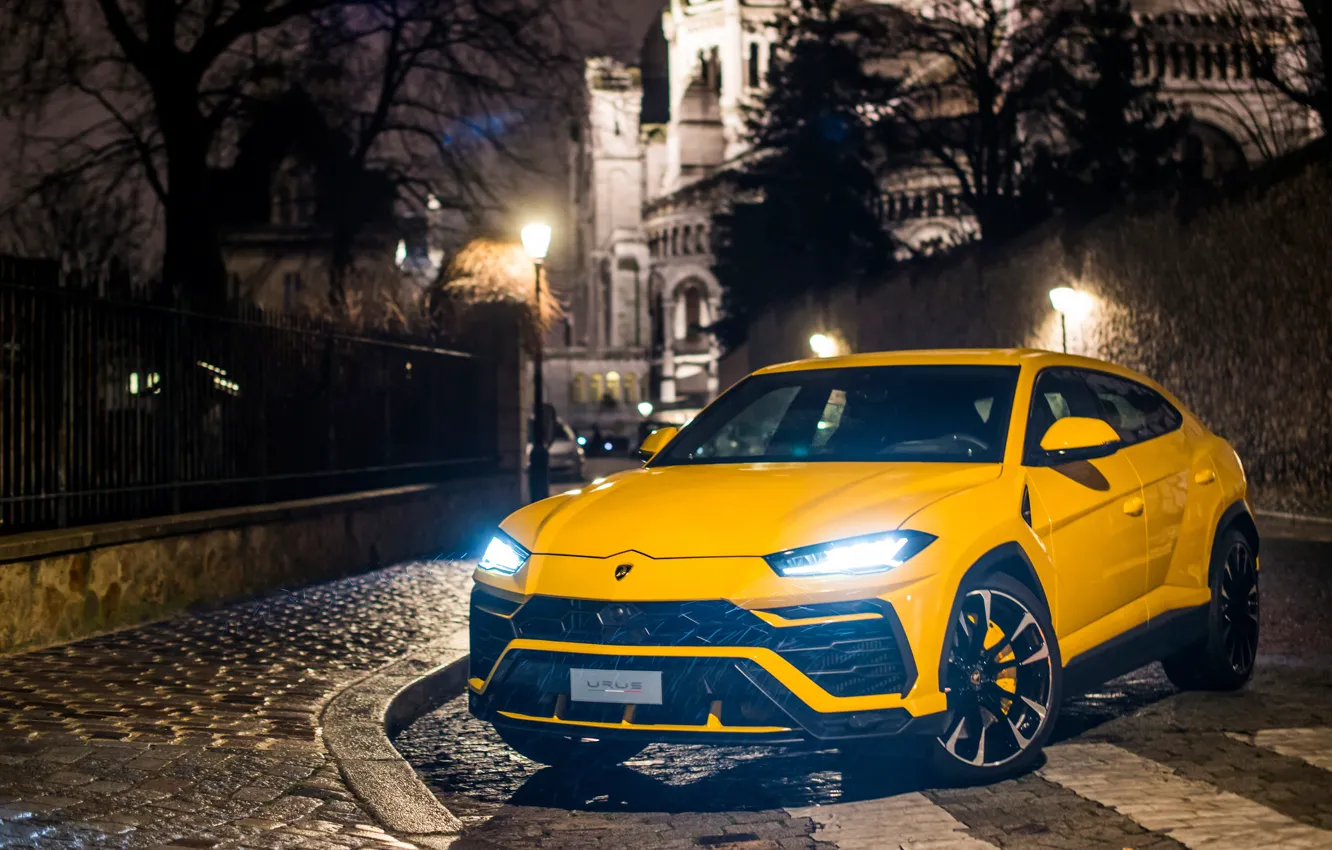 Photo wallpaper lights, Paris, Lamborghini, 2018, Urus