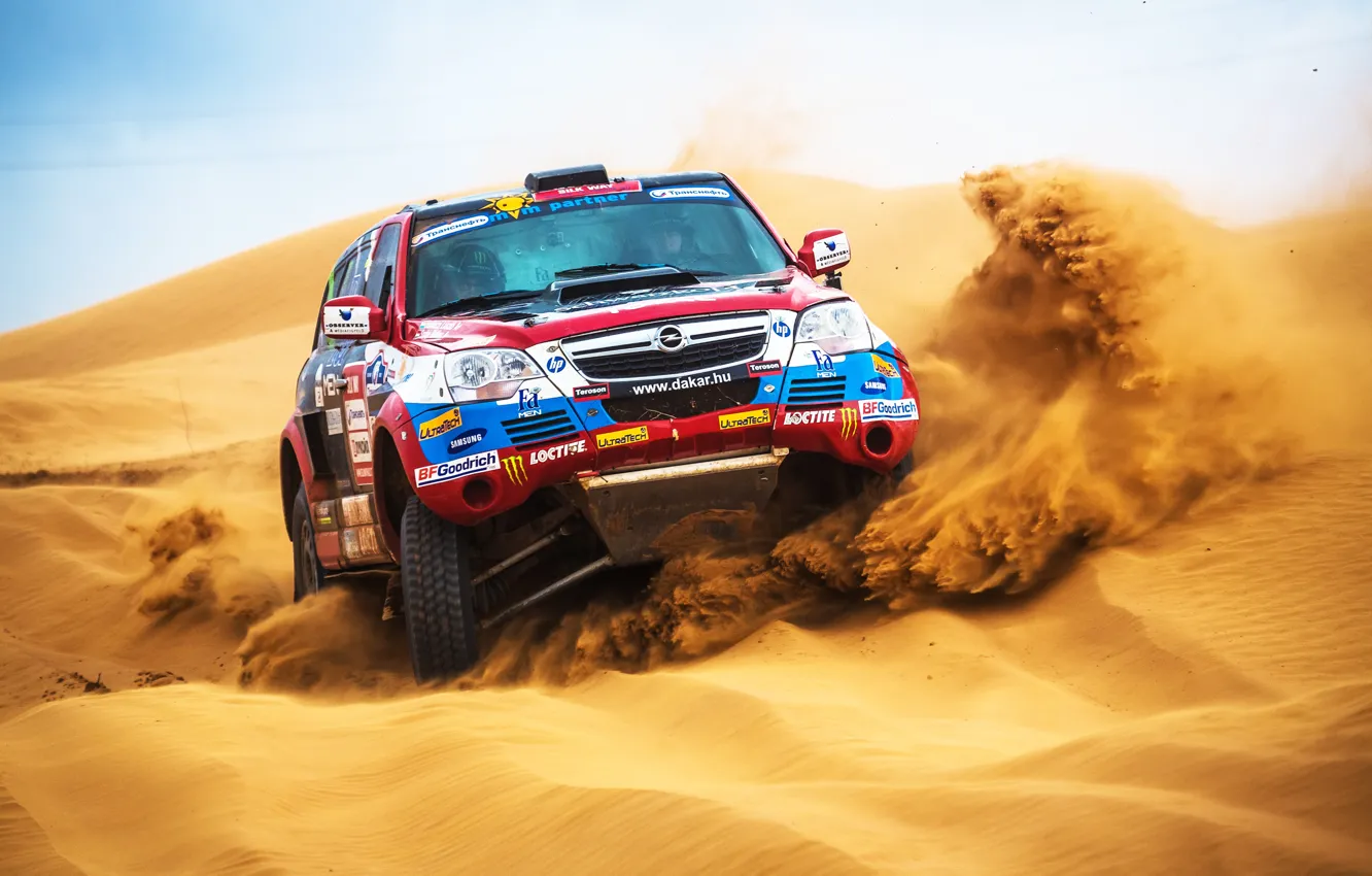 Photo wallpaper Sand, Auto, Sport, Desert, Machine, Speed, Race, Day