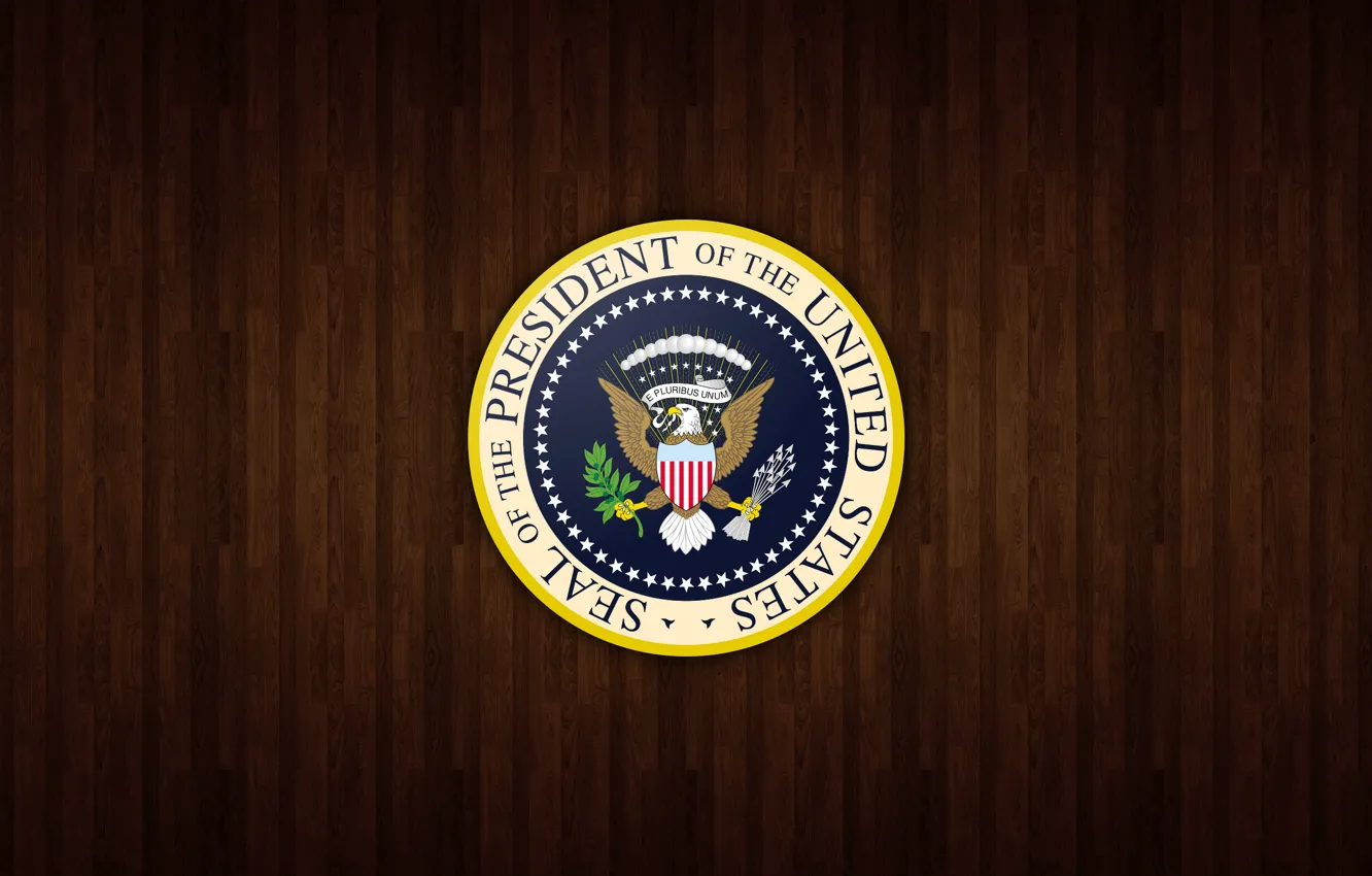 Photo wallpaper logo, wood, shield united states president