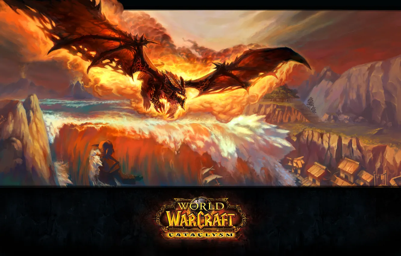 Photo wallpaper flame, dragon, blizzard, wow, world of warcraft, Deathwing, deathwing