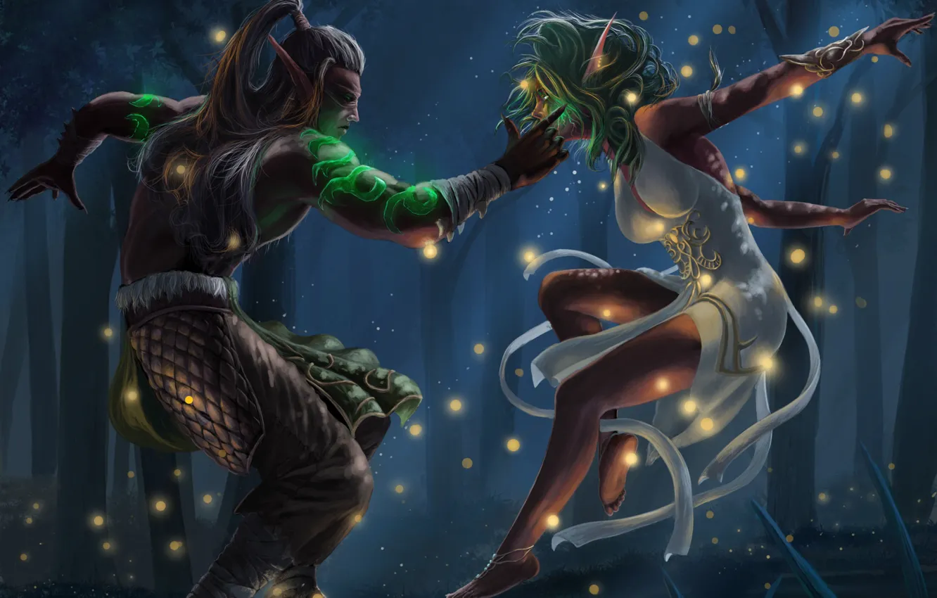 Photo wallpaper night, elf, the game, figure, the demon, art, demon, World of Warcraft