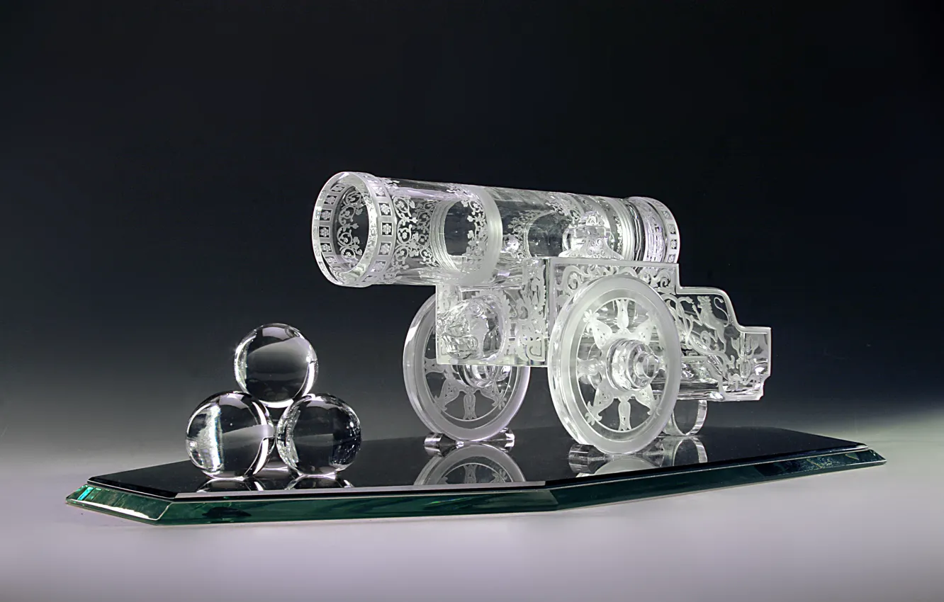 Photo wallpaper glass, wheel, mirror, crystal, gun, engraving, decor, kernel