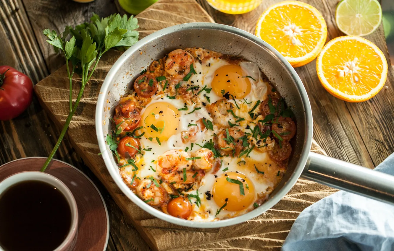 Photo wallpaper greens, egg, food, Breakfast, dish