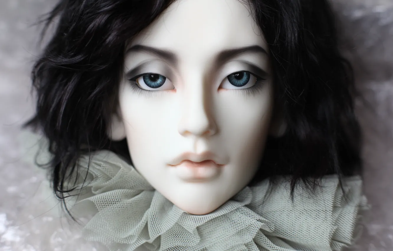 Photo wallpaper doll, blue eyes, black hair, doll, BJD