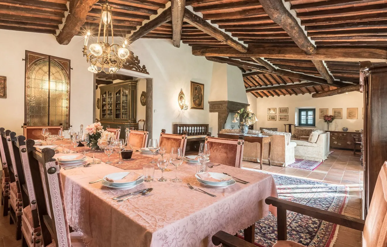 Photo wallpaper design, style, Villa, interior, Italy, fireplace, architecture, living room