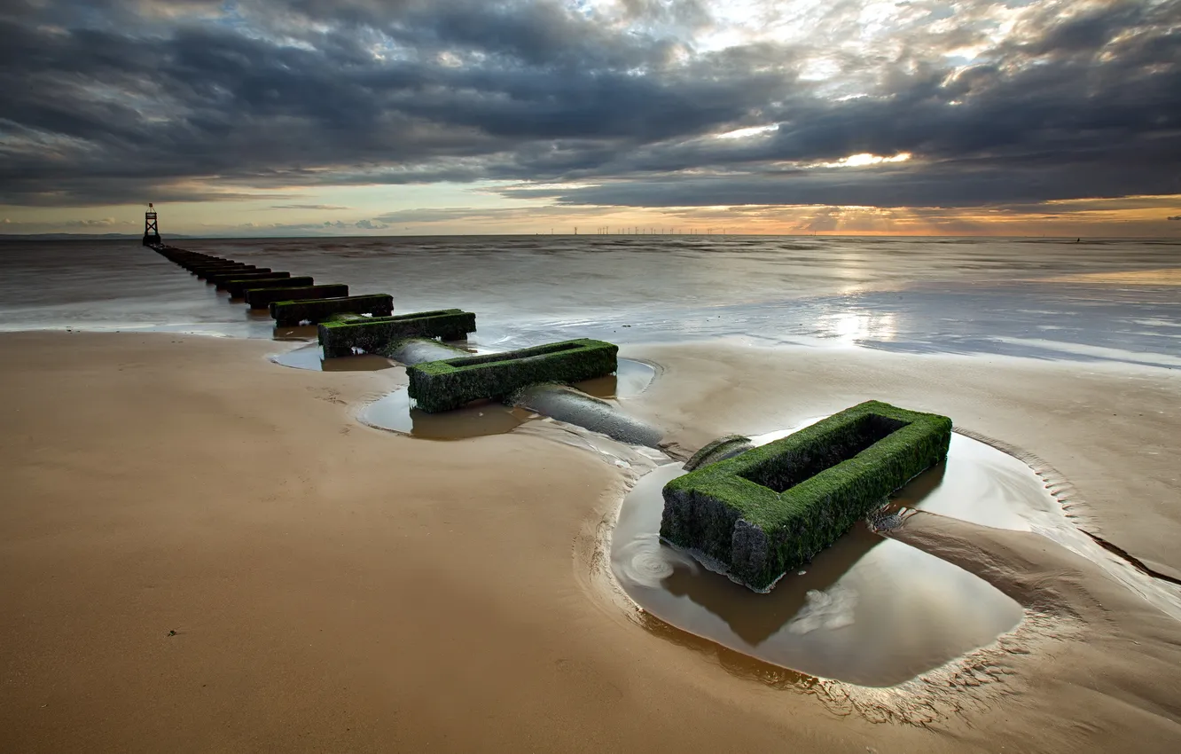 Photo wallpaper sea, landscape, sunset, nature